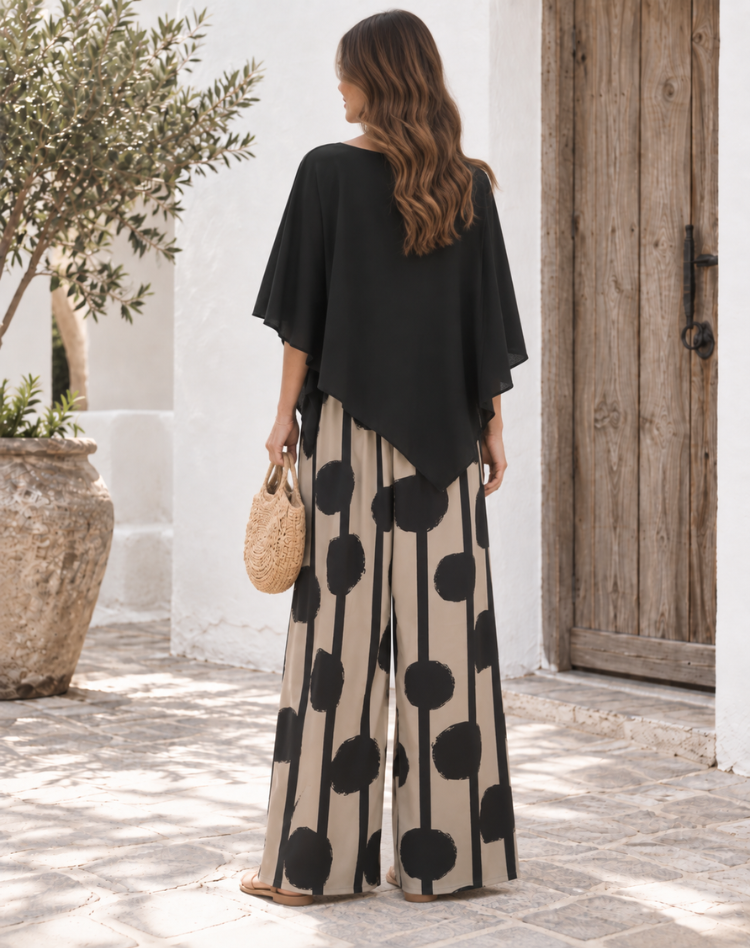 Helma | Elegant Set with Wide Pants and Flow Top