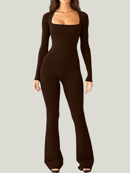 Dames Jumpsuit Met Lange Mouwen En Vierkante Hals