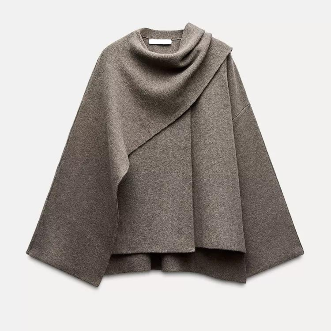 Stylish Elegant Women's Cape Coat with Wide Sleeves