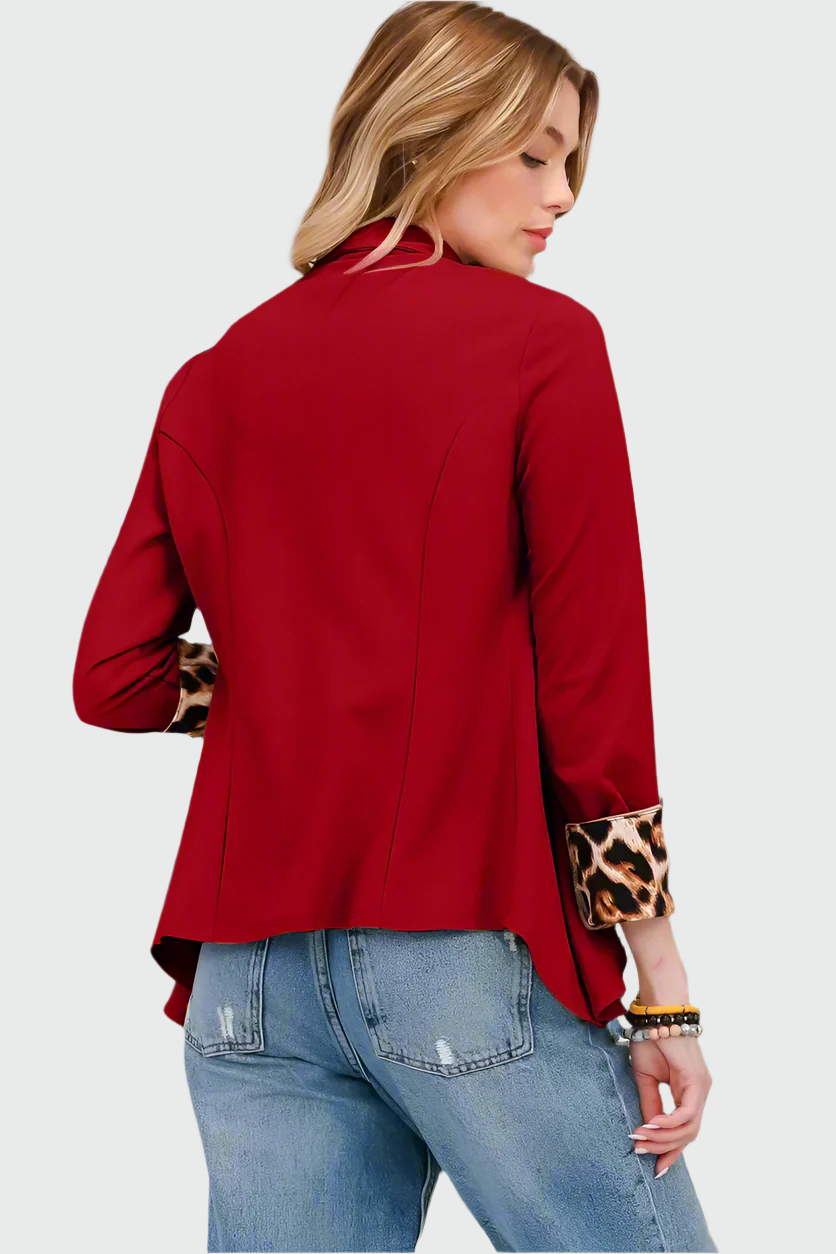 Trendy Elegante Dames Blazer met Panterprint Mouw