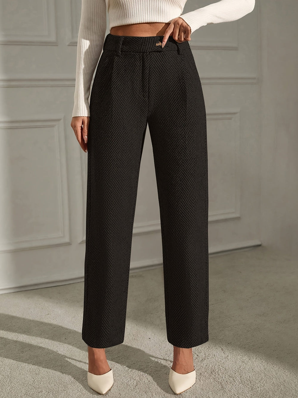 Grey elegant straight-leg office Trousers