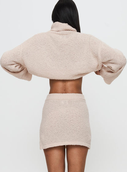 Zachte Dames Gebreide Sweater Set met Coltrui en Mini Rok