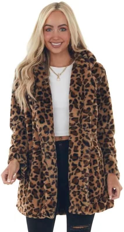 Zachte Dames Teddy Jas met Leopard Print en Reverskraag