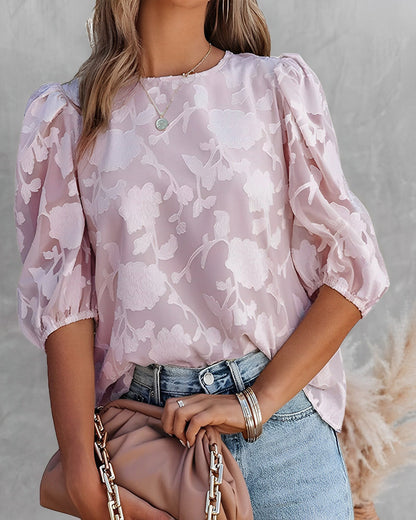 Elegante Stijlvolle Dames Blouse Met Korte Pofmouwen
