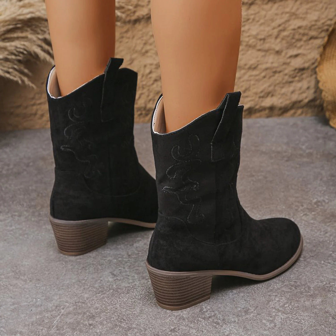 Trendy Cowboy Style Women's Boots with Heel