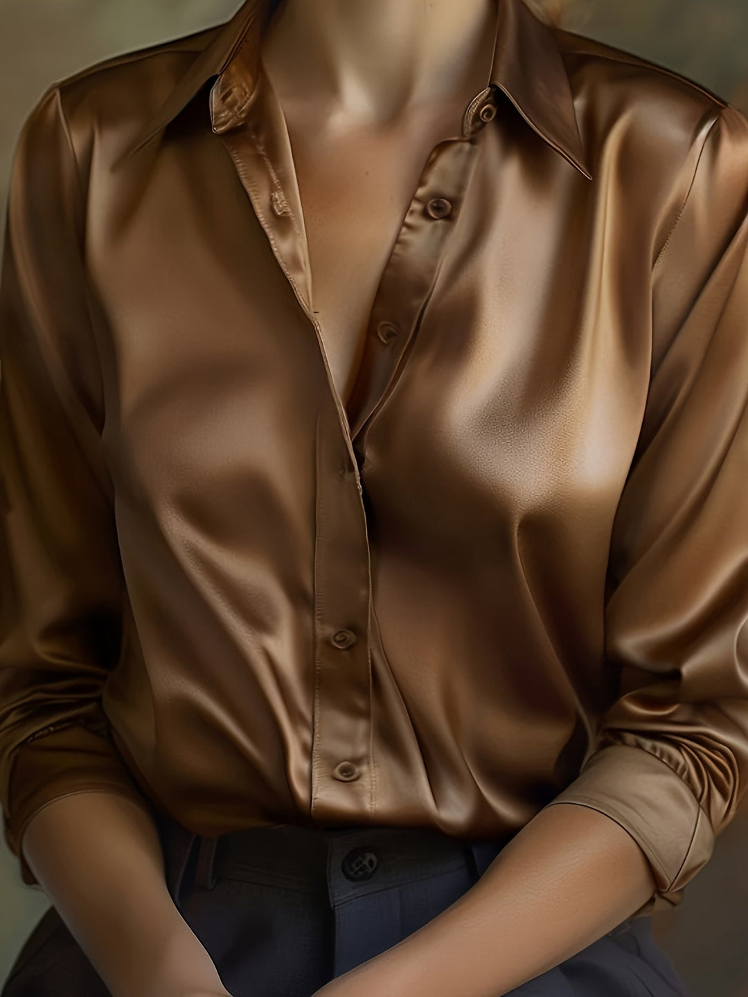 Blouse Luxe Femme avec Fermeture Boutonnée et Manches Longues