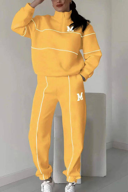 Trendy Dames Trainingspak Set met Half-Zip Sweater