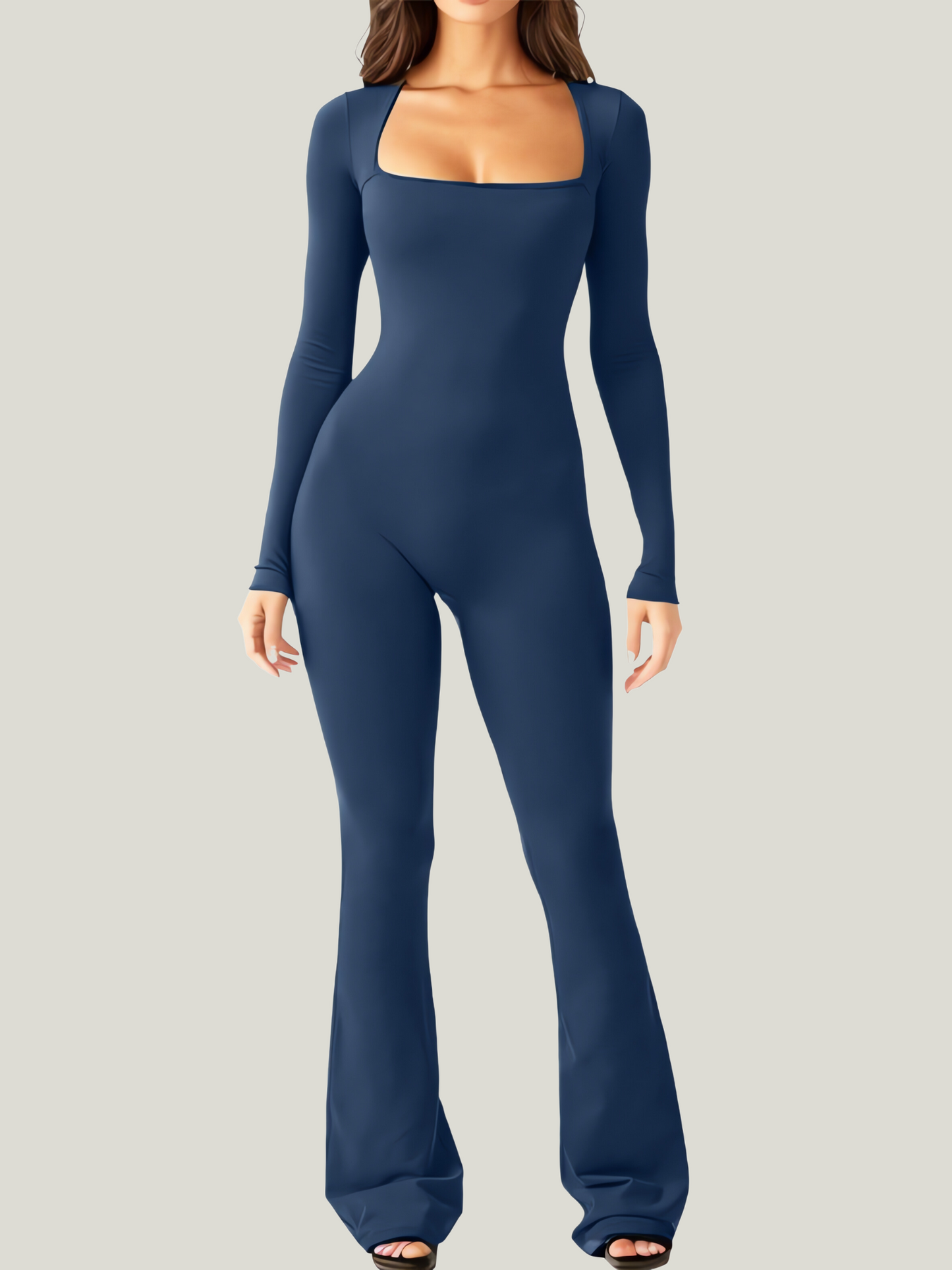 Dames Jumpsuit Met Lange Mouwen En Vierkante Hals