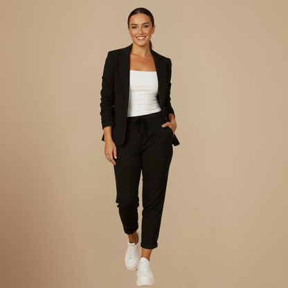 Elegante Blazer Set met Hoge Taille Broek voor Dames
