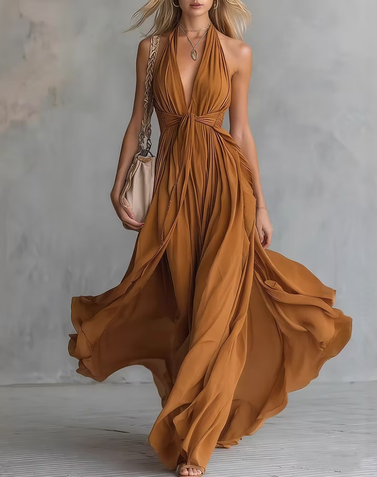 Robe Maxi pour Femme en Chiffon avec Coupe Fluide