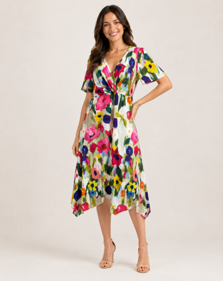 Theresia | Elegant Floral Dress with Flowy Fit