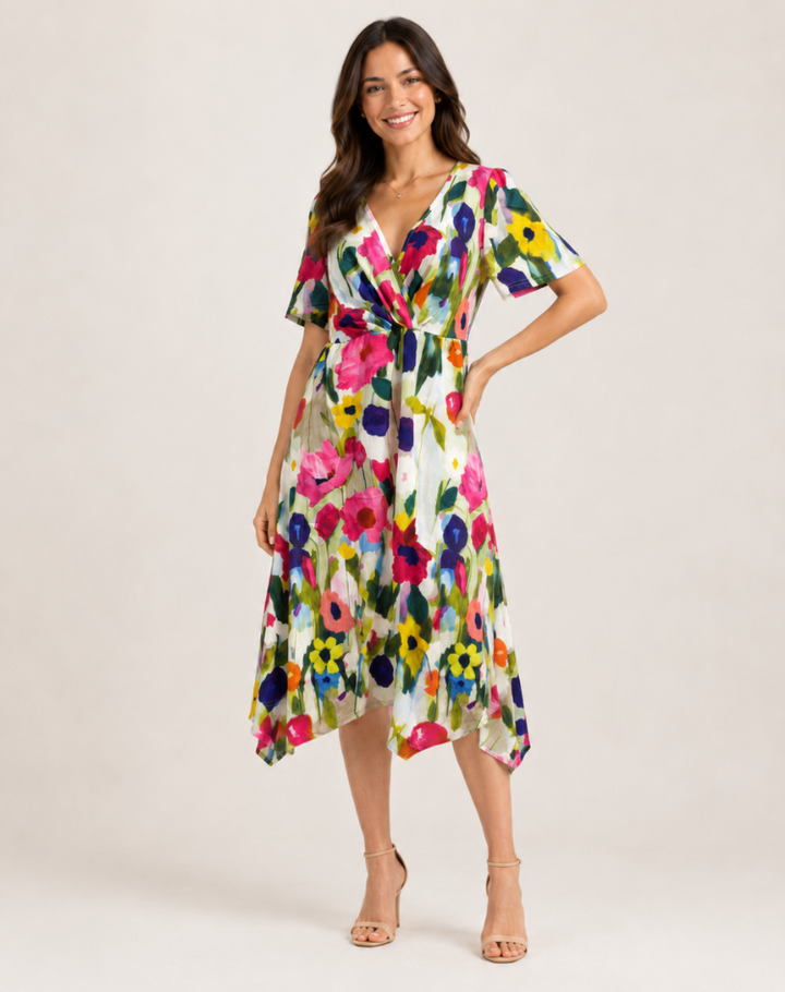 Theresia | Elegant Floral Dress with Flowy Fit