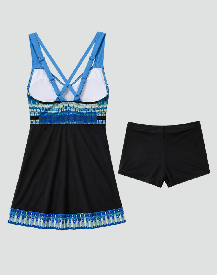 Women's Summer Tankini Set With Print And Wide Straps