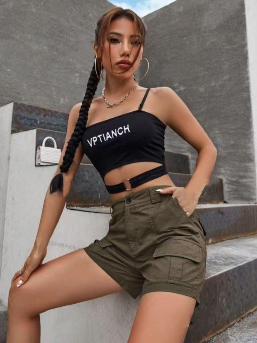 Stylish Women's Cargo Shorts with Pockets and High Waist