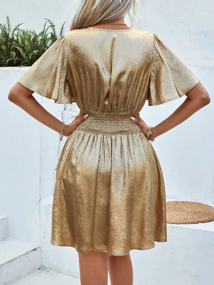 Daphne | Goudkleurige Elegante Mini Jurk