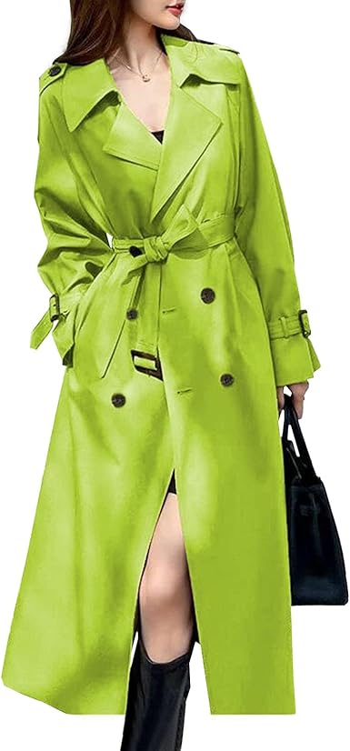 Groene Oversized Dames Trenchcoat met Ceintuur