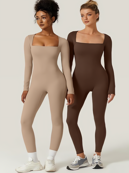 Dames Jumpsuit Met Lange Mouwen En Vierkante Hals