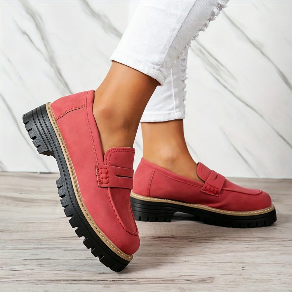 Ergonomiczne damskie loafersy z modelem wsuwanym i solidną podeszwą