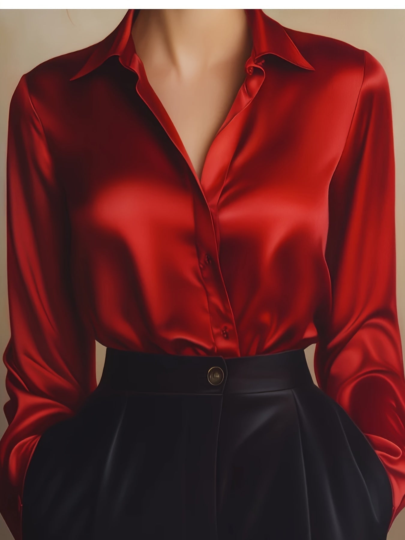 Luxe Blouse voor Vrouwen met Knoopsluiting en Lange Mouwen