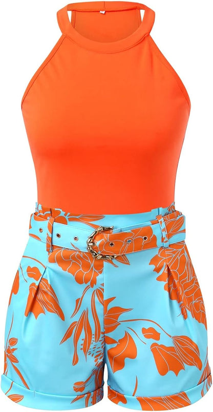 Zomerse Playsuit Voor Dames Met Mouwloos Design en Tailleaccent