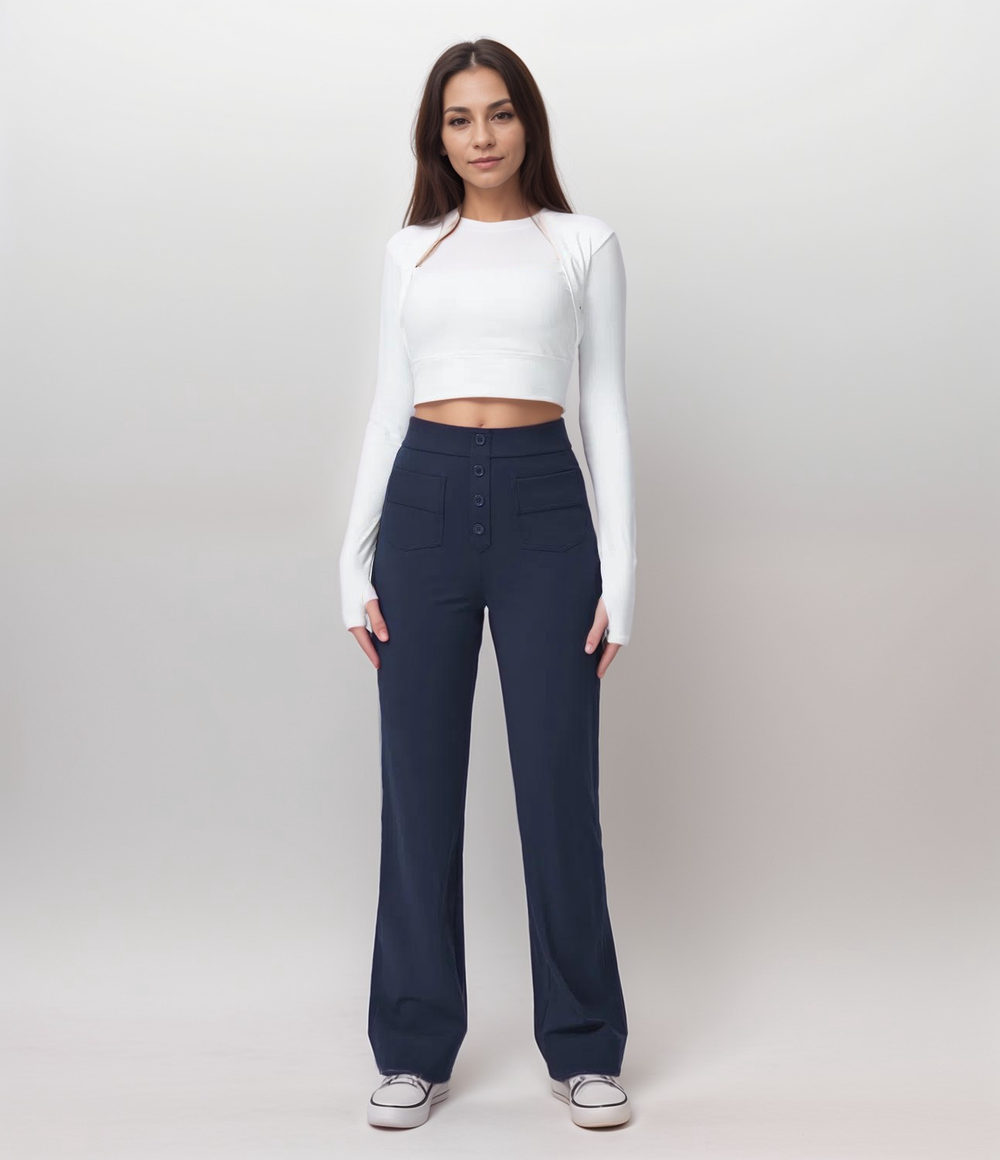 Elsa | Pantalon sculptant tendance taille haute élastique