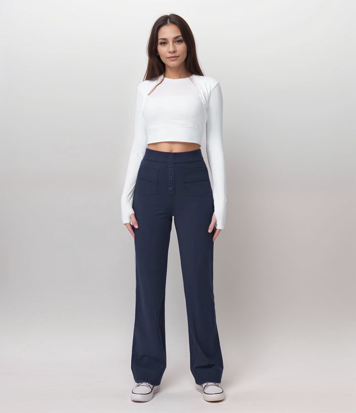 Elsa | Pantalon sculptant tendance taille haute élastique