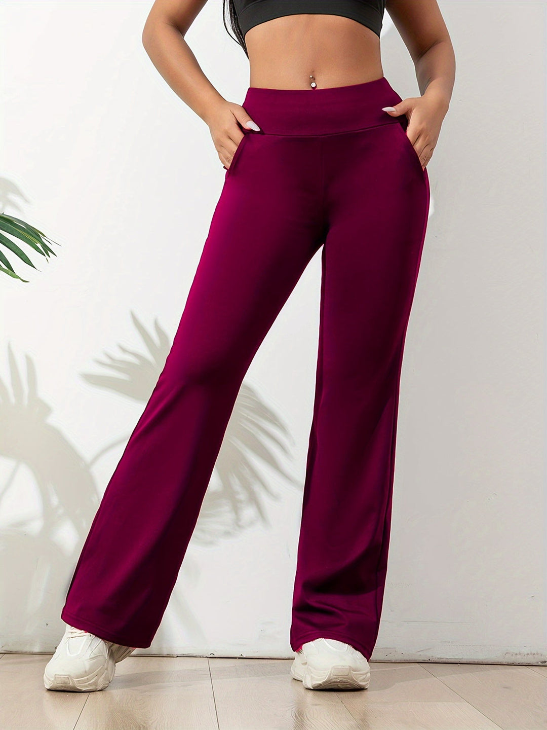 Pantalon évasé stretch confortable - taille haute