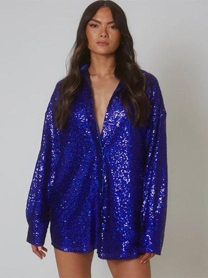 Oversized Dames Glitterblouse met Lange Mouwen