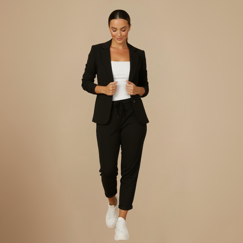 Elegante Blazer Set met Hoge Taille Broek voor Dames