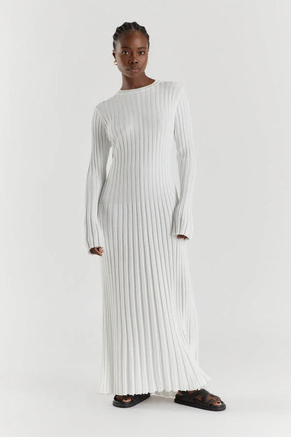 Stijlvolle Dames Maxi Sweater Jurk Met Lange Mouwen