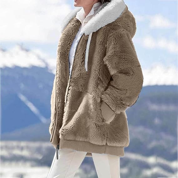 Long Fleece Women's Teddy Vest with Hood