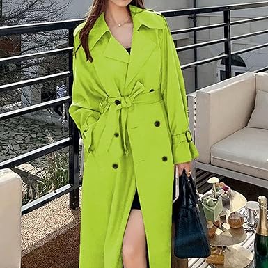 Groene Oversized Dames Trenchcoat met Ceintuur