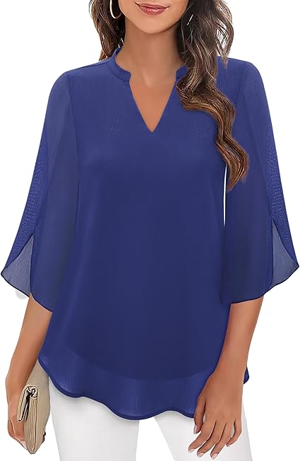 Airy Women's Blouse with V-Neck and Loose Sleeves