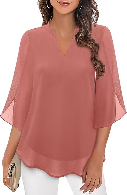 Airy Women's Blouse with V-Neck and Loose Sleeves