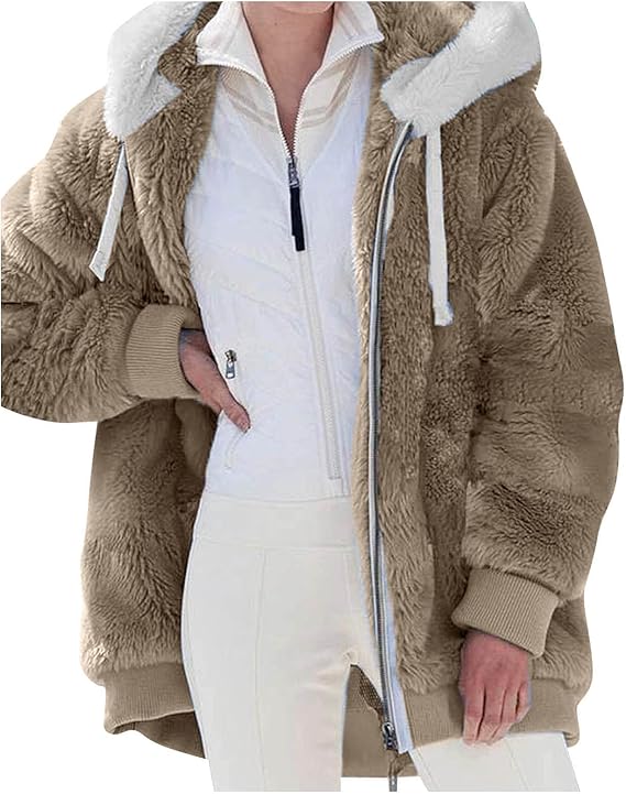 Long Fleece Women's Teddy Vest with Hood