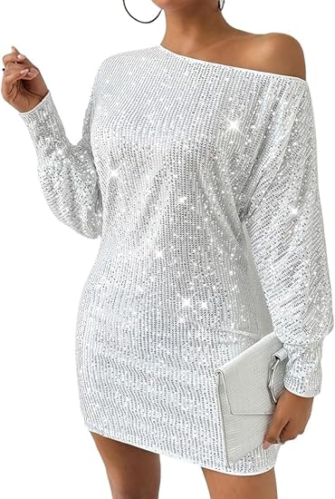 Annie | Robe scintillante à paillettes avec look épaules dénudées