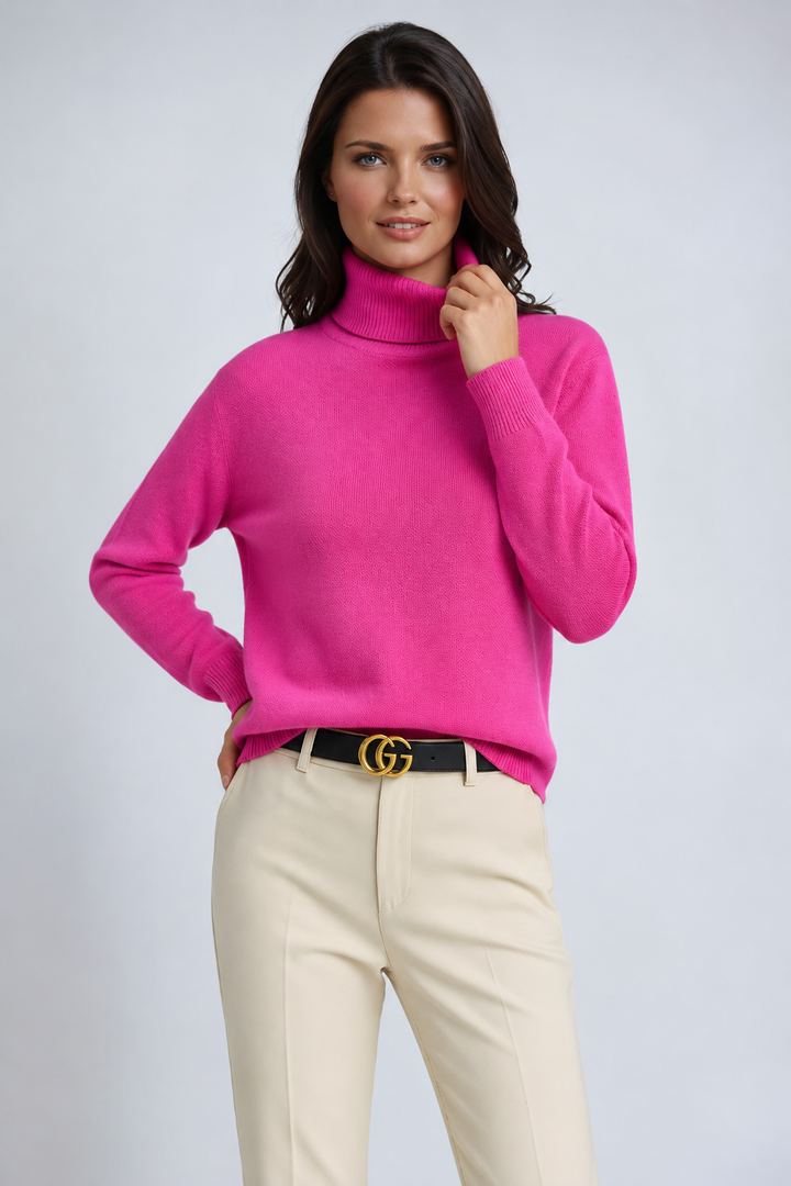 Women's Turtleneck Sweater with Comfortable Fit and Classic Knit
