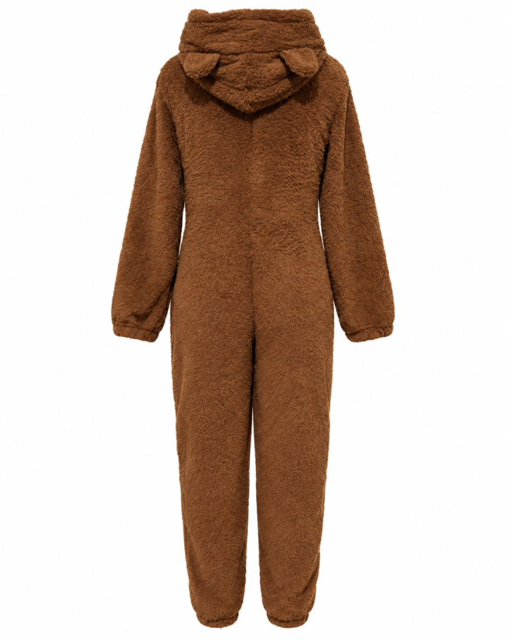 Stijlvolle Winterse Fleece Onesie met Capuchon en Rits voor Vrouwen