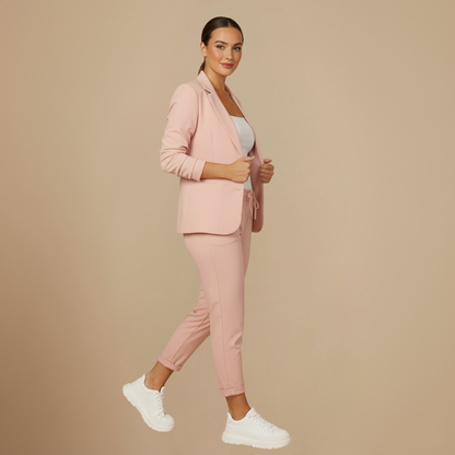 Elegante Blazer Set met Hoge Taille Broek voor Dames