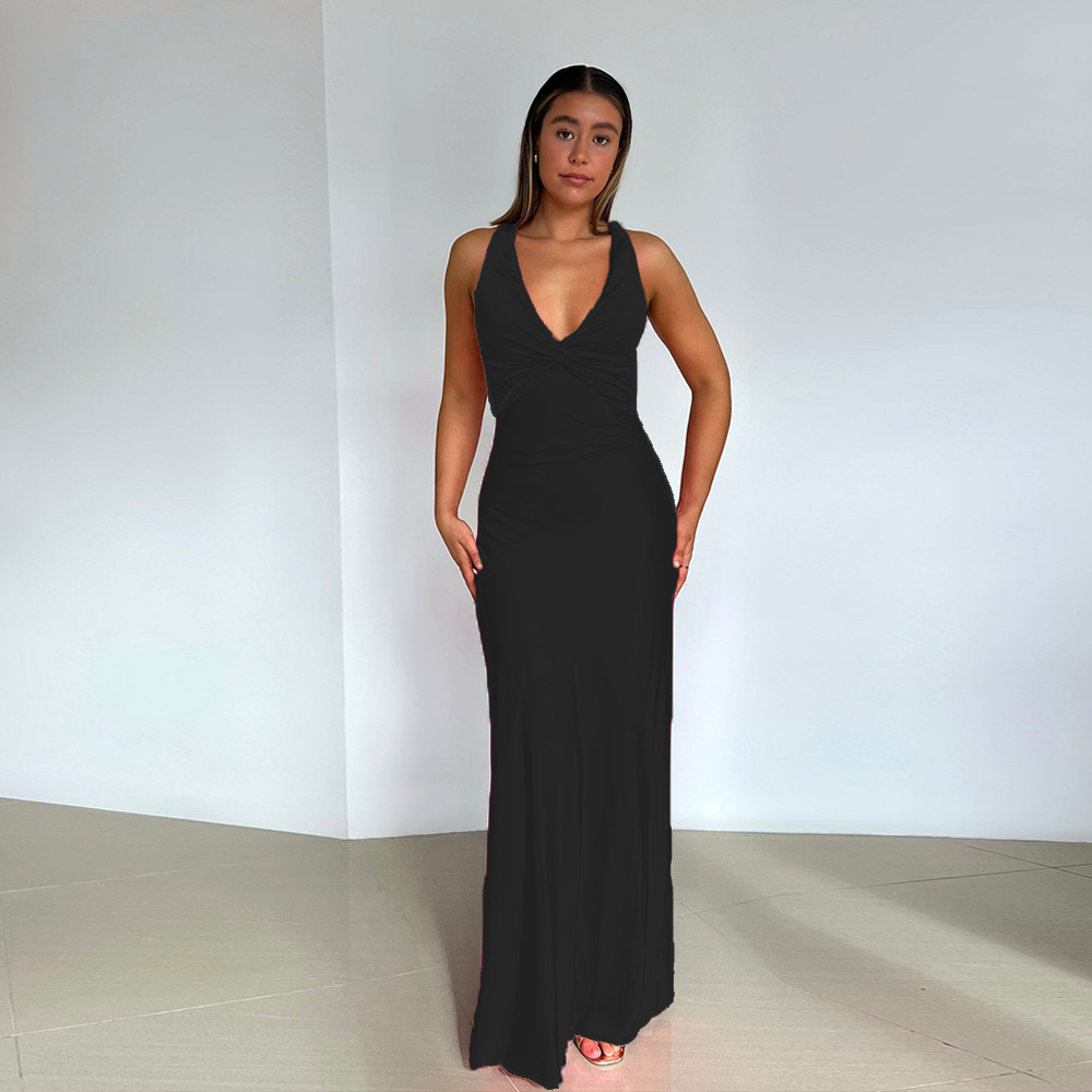 Lorie | Elegante Dames Mouwloze Avondjurk V-hals en Lange A-lijn