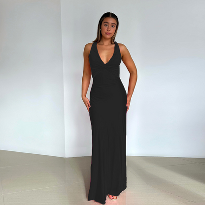 Lorie | Elegante Dames Mouwloze Avondjurk V-hals en Lange A-lijn