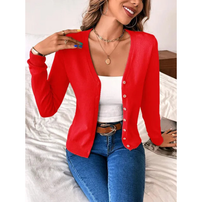 Stijlvolle Dames Cardigan met Knopen en V-Hals