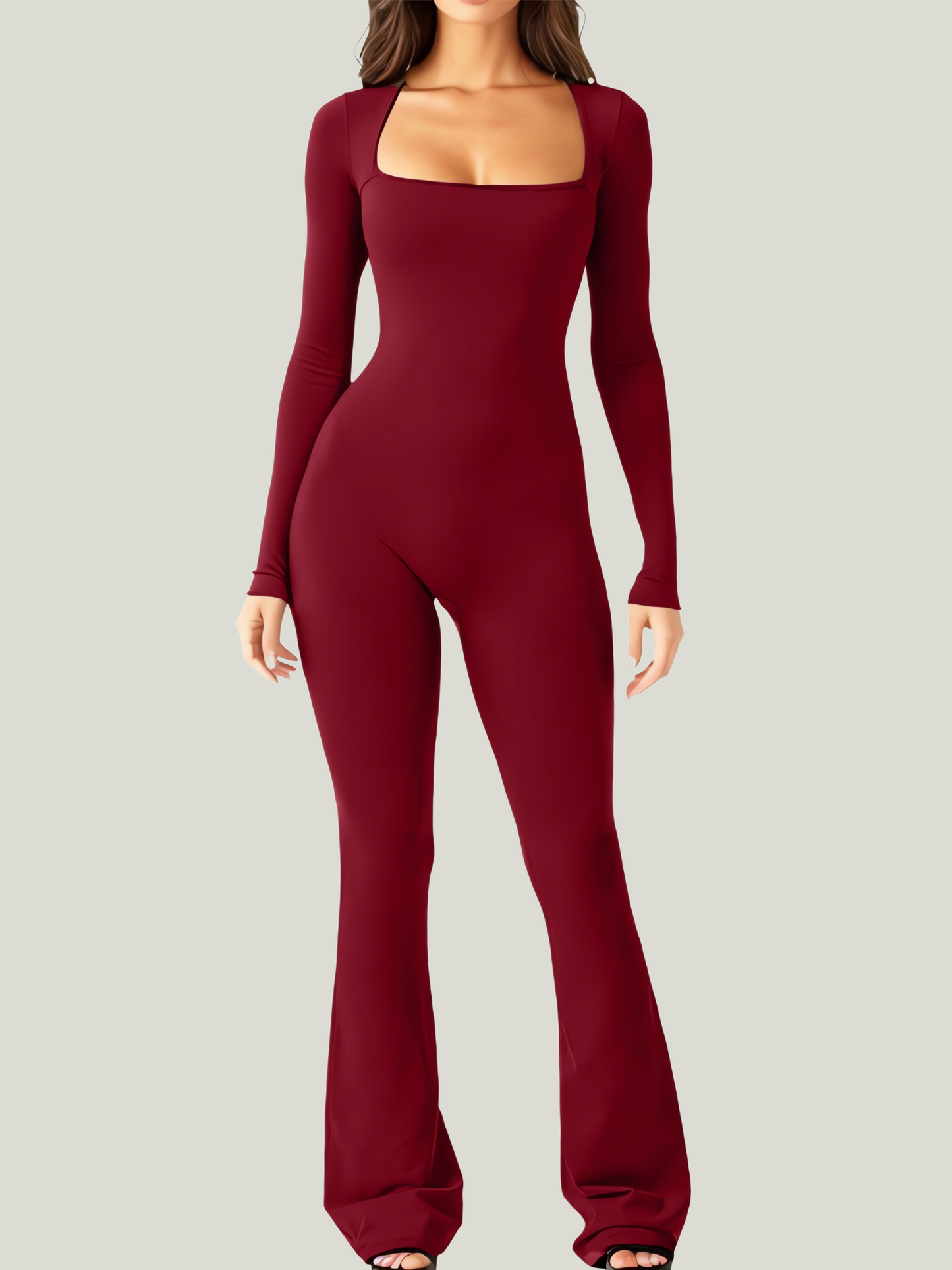Dames Jumpsuit Met Lange Mouwen En Vierkante Hals