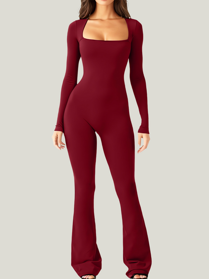 Dames Jumpsuit Met Lange Mouwen En Vierkante Hals