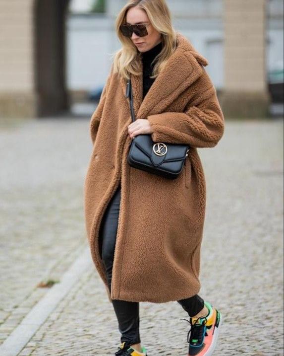 Soft Oversized Women's Winter Coat with Long Teddy Fit