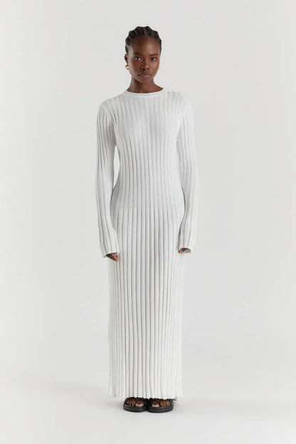 Stijlvolle Dames Maxi Sweater Jurk Met Lange Mouwen