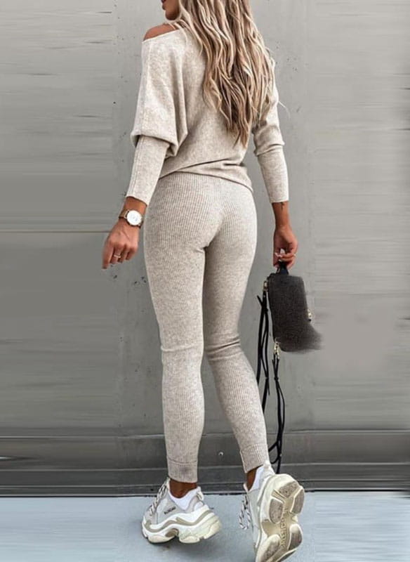 Luxe Off-Shoulder Dames Trui Set met Legging