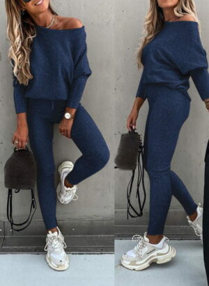 Luxe Off-Shoulder Dames Trui Set met Legging