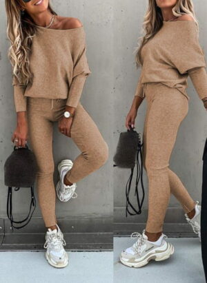 Luxe Off-Shoulder Dames Trui Set met Legging