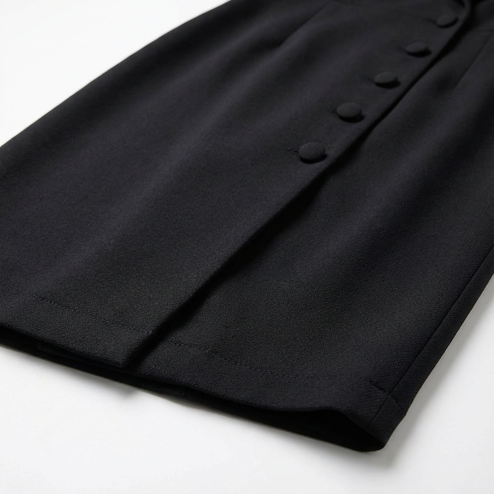 Elegant Women's Blazer Dress with Notched Collar and Long Sleeves